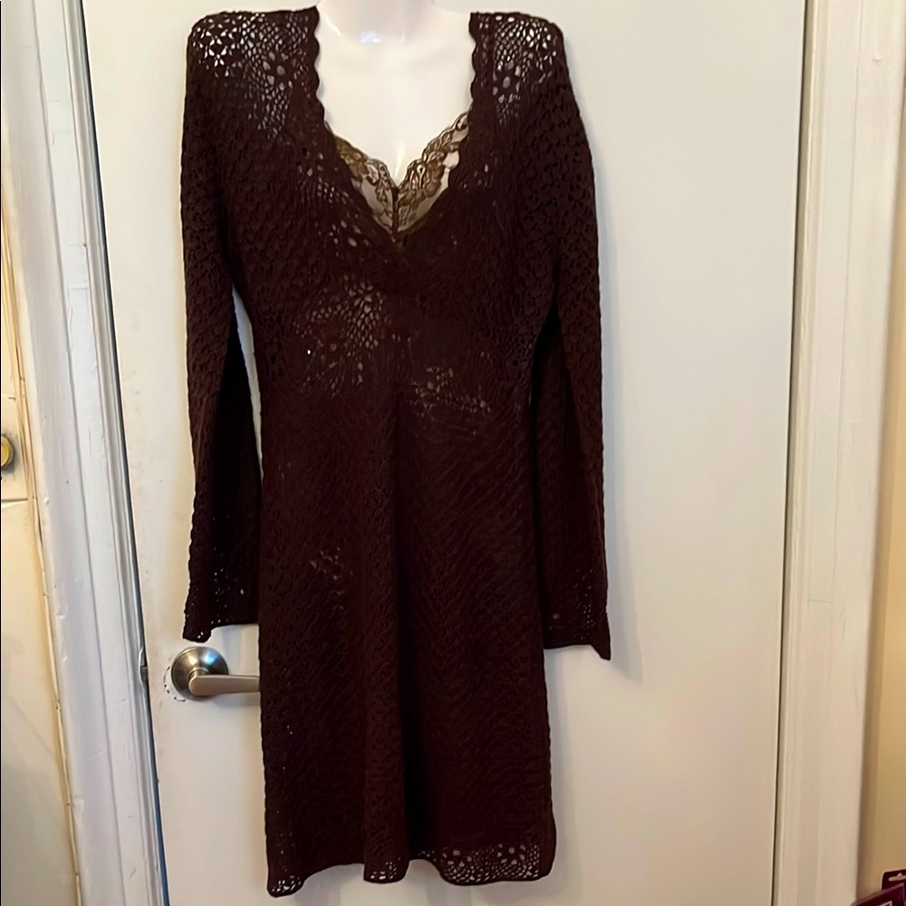 Michael Kors. Elegant Brown Lace Dress